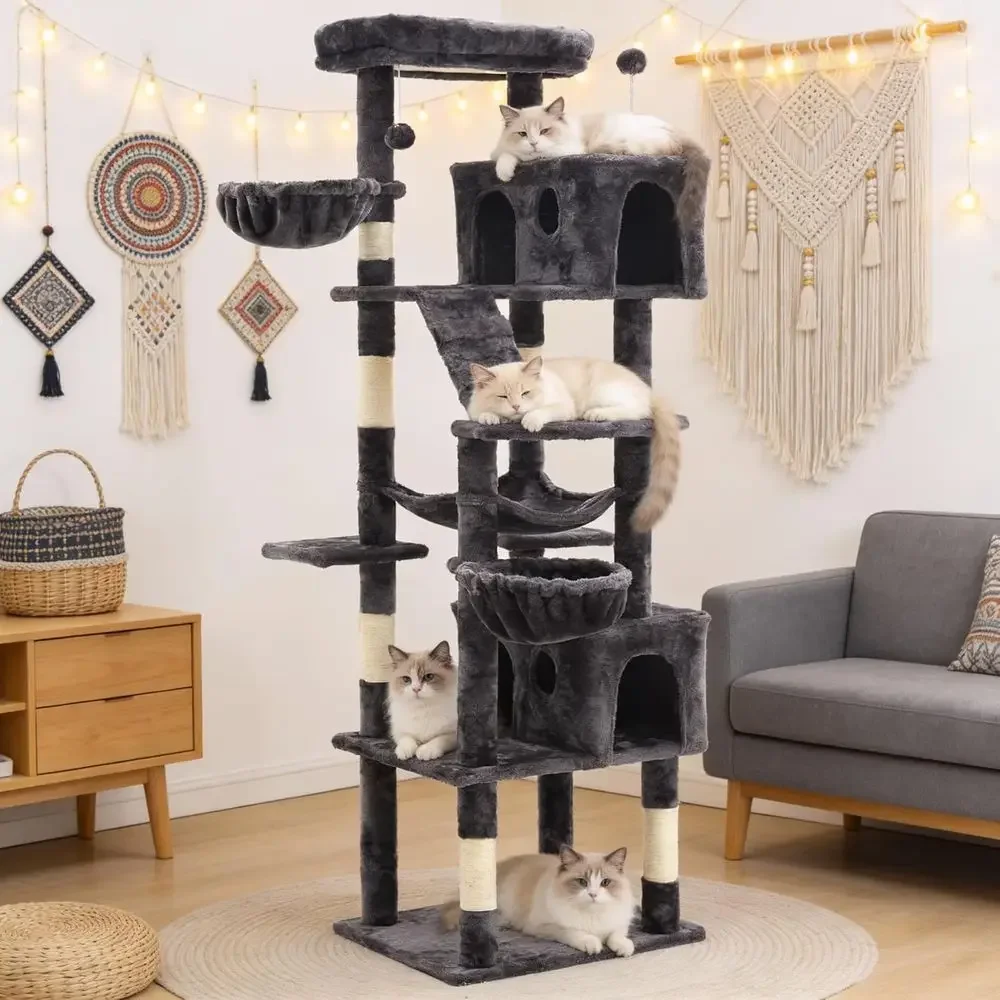 Cat Scratching Post - Высокая кошачья лежанка-башня 74 дюйма с
