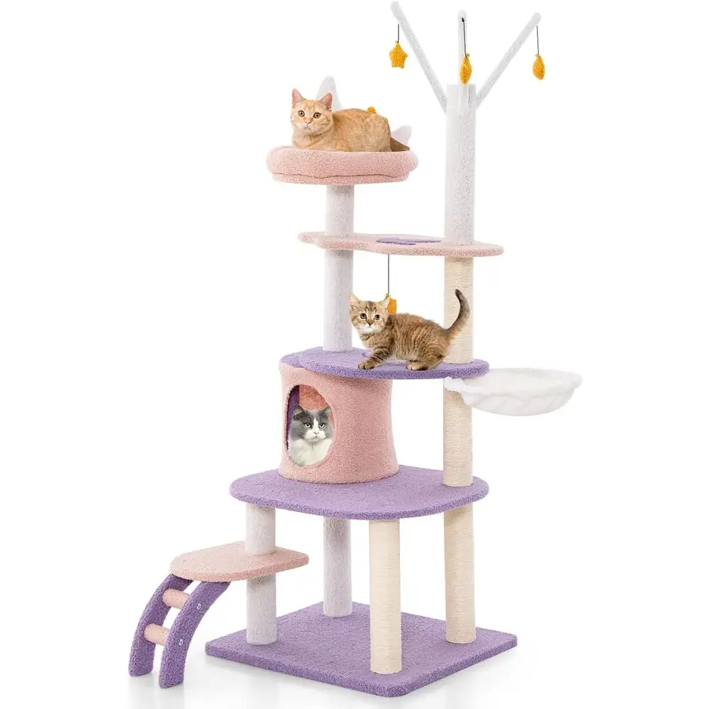 Cat Scratching Post - 62-дюймовая многоуровневая лежанка-башня для кошек с