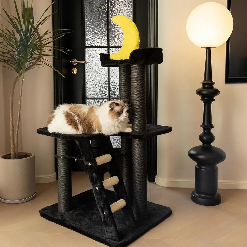 Cat Scratching Post - Готический кошачий комплекс с уютной лежанкой-корзиной,